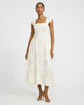 Express Women's Floral Square Neck Cap Sleeve Smocked Back Midi Dress Small