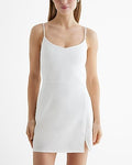 Express Women's Body Contour V-Neck Sleeveless Mini Dress in White
