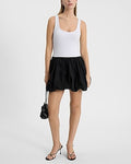 Express Women's Color Block Scoop Neck Sleeveless Mini Bubble Dress in Pitch Black