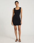 Express Women's Square Neck Lace Trim Seamless Mini Dress in Pitch Black