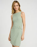 Express Women's Jersey Knit Boat Neck Hardware Wrap Mini Dress in Green Small