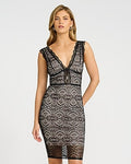Women's Express X Bebe Lace V-Neck Strappy Mini Dress in Black Small