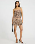 Express Women's Mesh Leopard Square Neck Lace Slip Mini Dress Small