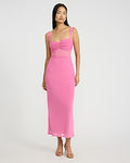 Express Women's Mesh Ruched Sweetheart Sleeveless Midi Dress in Plaid