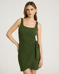 Express Women's Scoop Neck Sleeveless Tie Wrap Mini Dress in Green Small