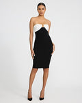 Express Women's Color Block Strapless Wire Midi Dress in Pitch Black