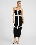 Express Women's Color Block Scoop Neck Sleeveless Belted Maxi Sweater Dress in Black Small