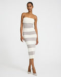 Express Women's Color Block Striped Strapless Sweater Midi Dress in Neutral Stripe