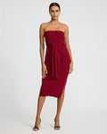 Express Women's Strapless Tie Front Midi Sweater Dress in Red Small
