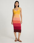 Express Women's Ombre Color Block Sweetheart Twist Front Midi Sweater Dress in Multi