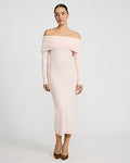 Express Women's Fold Over Off The Shoulder Midi Sweater Dress in Pink Small