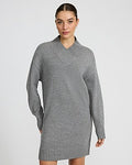 Express Women's Cross Over V-Neck Mini Sweater Dress in Gray Small