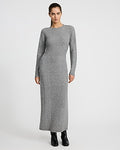 Express Women's Cable Knit Crew Neck Long Sleeve Maxi Sweater Dress in Gray