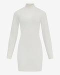 Express Women's Airy Soft Mock Neck Long Sleeve Mini Sweater Dress in Ivory