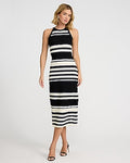 Express Women's Textured Striped Halter Sleeveless Midi Sweater Dress Small