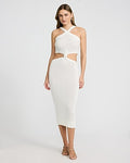 Express Women's Halter Cutout Knot Front Midi Sweater Dress in White Small