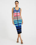 Express Women's Color Block Striped V-Neck Midi Sweater Dress Small