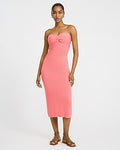 Express Women's Pointelle Strapless Twist Front Midi Sweater Dress in Pink Small