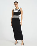 Express Women's Striped Crew Neck Sleeveless Sweater Maxi Dress in Black Small