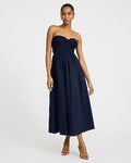Express Women's Mixed Media Strapless Sweetheart Midi Fit And Flare Dress in Blue Small