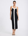 Express Women's Color Block V-Neck Midi Sweater Dress in Black Small
