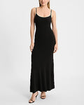 Express Women's Ribbed Scoop Neck Sleeveless Maxi Sweater Dress in Pitch Black