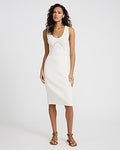 Express Women's Scoop Neck Sleeveless Pointelle Midi Sweater Dress in Ivory