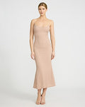 Express Women's Textured Floral Scoop Neck Sleeveless Midi Dress in Blush Taupe