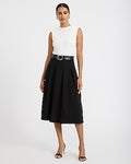 Express Women's Color Block Crew Neck Belted Midi Dress Small