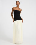 Express Women's Color Block Strapless Mixed Media Maxi Dress in Pitch Black