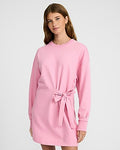Express Women's Long Sleeve Tie Waist Sweatshirt Dress in Rose