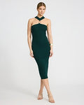 Express Women's Hardware Halter Sleeveless Midi Dress in Royal Green