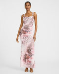 Express Women's Mesh Animal Print Square Neck Hardware Ruched Maxi Dress Small