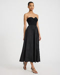 Express Women's Mixed Media Strapless Sweetheart Midi Fit And Flare Dress in Pitch Black
