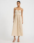 Express Women's Mixed Media Strapless Sweetheart Midi Fit And Flare Dress in Neutral Small