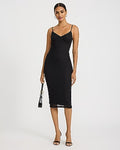 Express Women's Mesh Floral V-Neck Sleeveless Midi Dress in Black Small