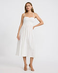 Express Women's Sweetheart Sleeveless Smocked Midi Dress in White Small