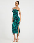 Express Women's Printed Mesh Strapless Ruched Midi Tube Dress Small