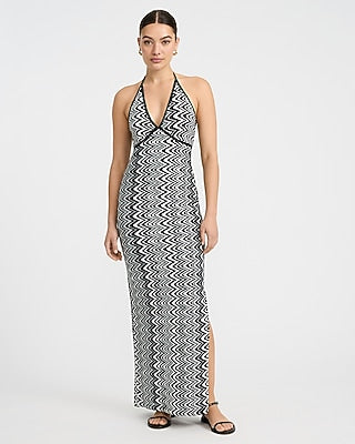 Express Women's Crochet Halter V-Neck Sleeveless Maxi Dress Small
