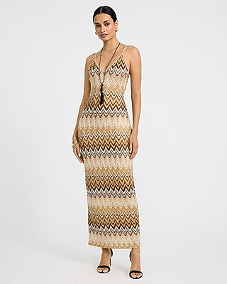 Express Women's Crochet Chevron V-Neck Maxi Dress Small