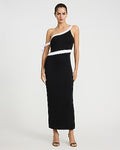 Express Women's Color Block Knit One Shoulder Cutout Maxi Dress in Black Small