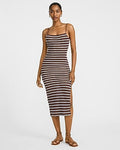 Express Women's Crochet Striped Square Neck Midi Dress in Chocolate Truffle