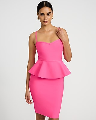 Women's Express X Bebe Sweetheart Peplum Bandage Midi Dress in Pink Small