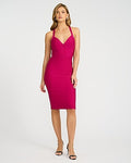 Women's Express X Bebe Halter V-Neck Bandage Midi Dress in Fuchsia