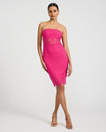 Express Women's Lace Strapless Midi Dress in Pink Small