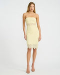 Express Women's Lace Strapless Midi Dress in Yellow Small