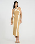 Express Women's Color Block Halter Midi Sweater Dress in Brown Small