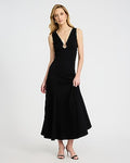 Express Women's Hardware Keyhole V-Neck Maxi Dress in Black Small