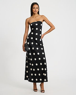 Express Women's Printed Strapless Tie Back Maxi Dress Small