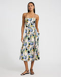 Express Women's Printed Square Neck Strappy Back Midi Dress With Pockets in Pink Print
